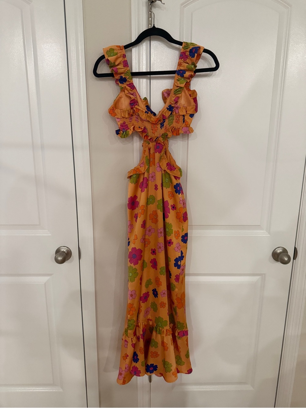 Show Me Your Mumu - Lane Midi Dress - Floral Orange Ruffle Midi - Picture 5 of 6
